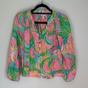 Lilly Pulitzer Vibrant Pink and Green Blouse